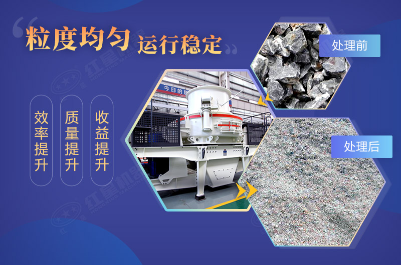 制砂機(jī)加工前后物料展示